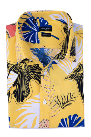 Tropical Print Short Sleeve Button-Up Shirt RM-4159
