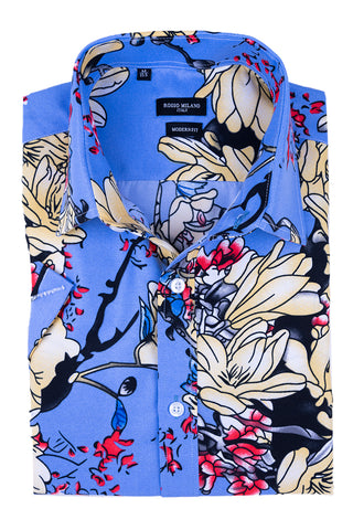 Tropical Print Short Sleeve Button-Up Shirt RM-4160