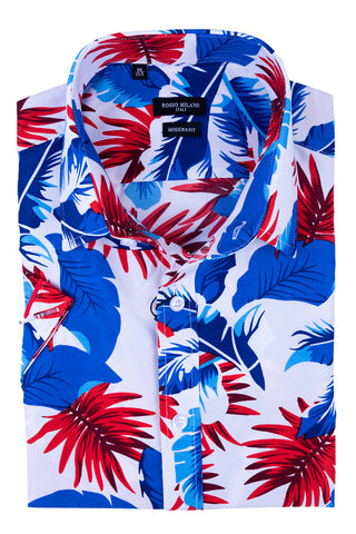 Tropical Print Short Sleeve Button-Up Shirt RM-4161