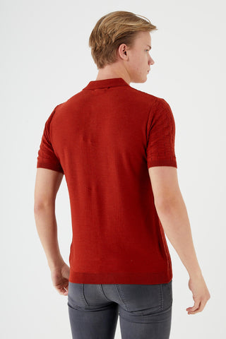 Short sleeve textured knit shirt TR-11512