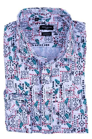 Modern Fit Knit Printed Shirt-RM-4211