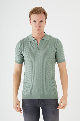 Short sleeve textured knit shirt TR-11512