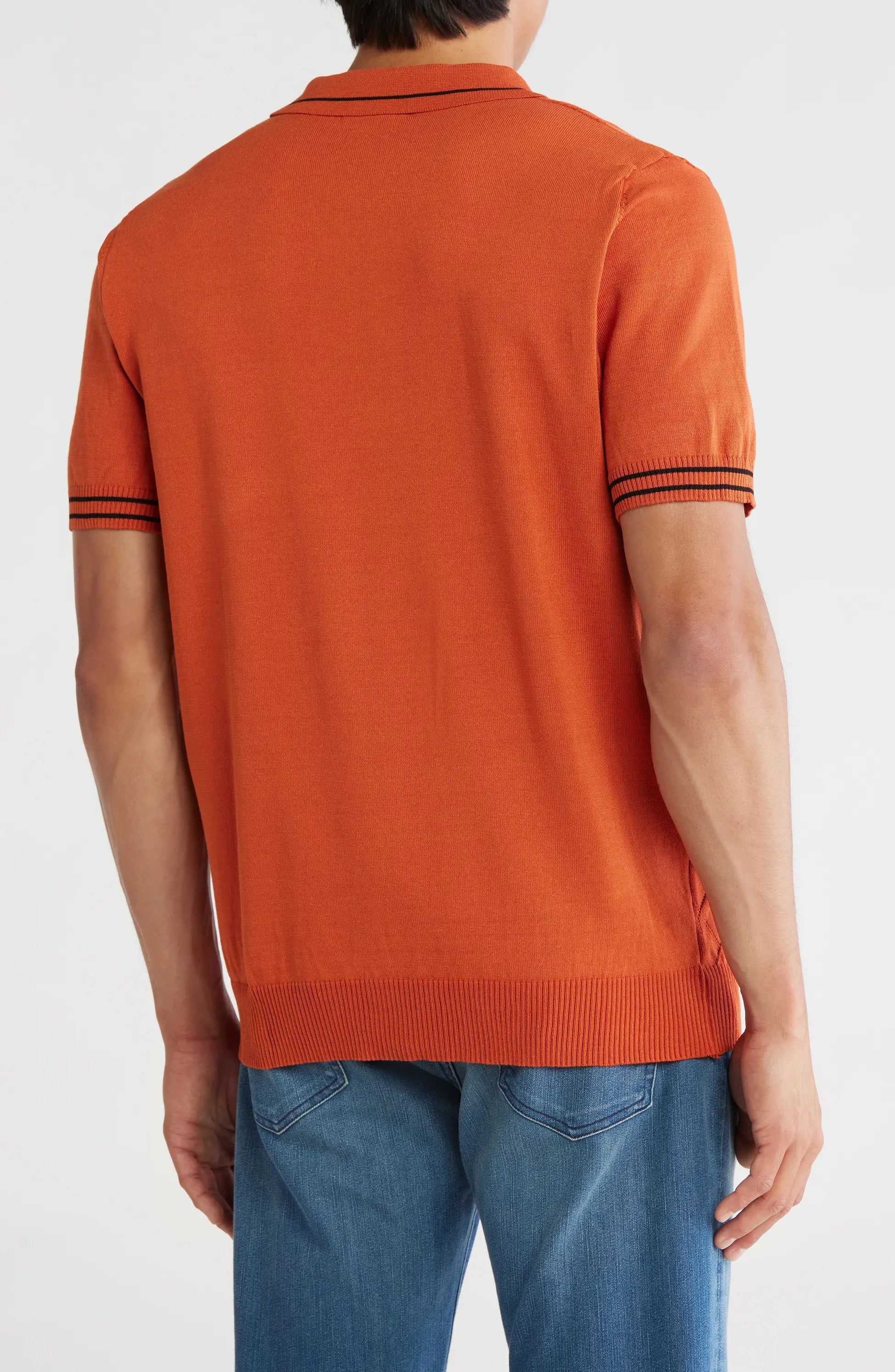 TRCK-11547 Tipped Collar Sweater Knit Polo