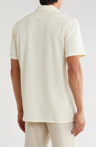 TRSH-214 Stripe Textured Short Sleeve Camp Shirt