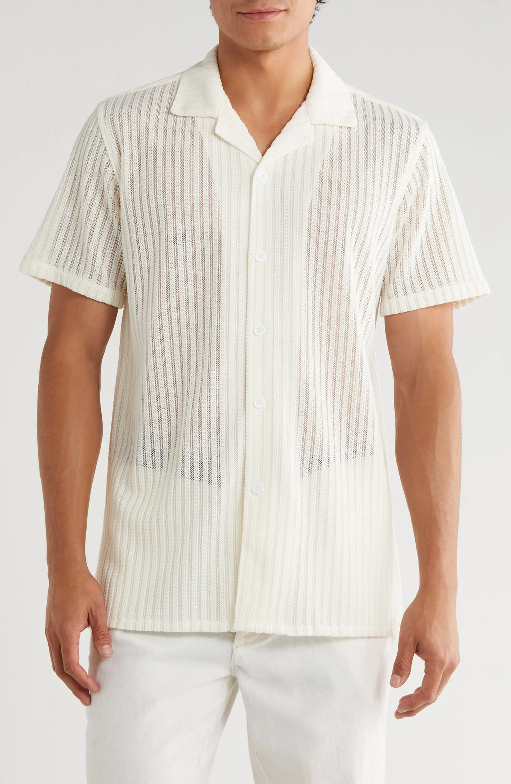 TRSH-216 Textured Stripe Button-Up Shirt