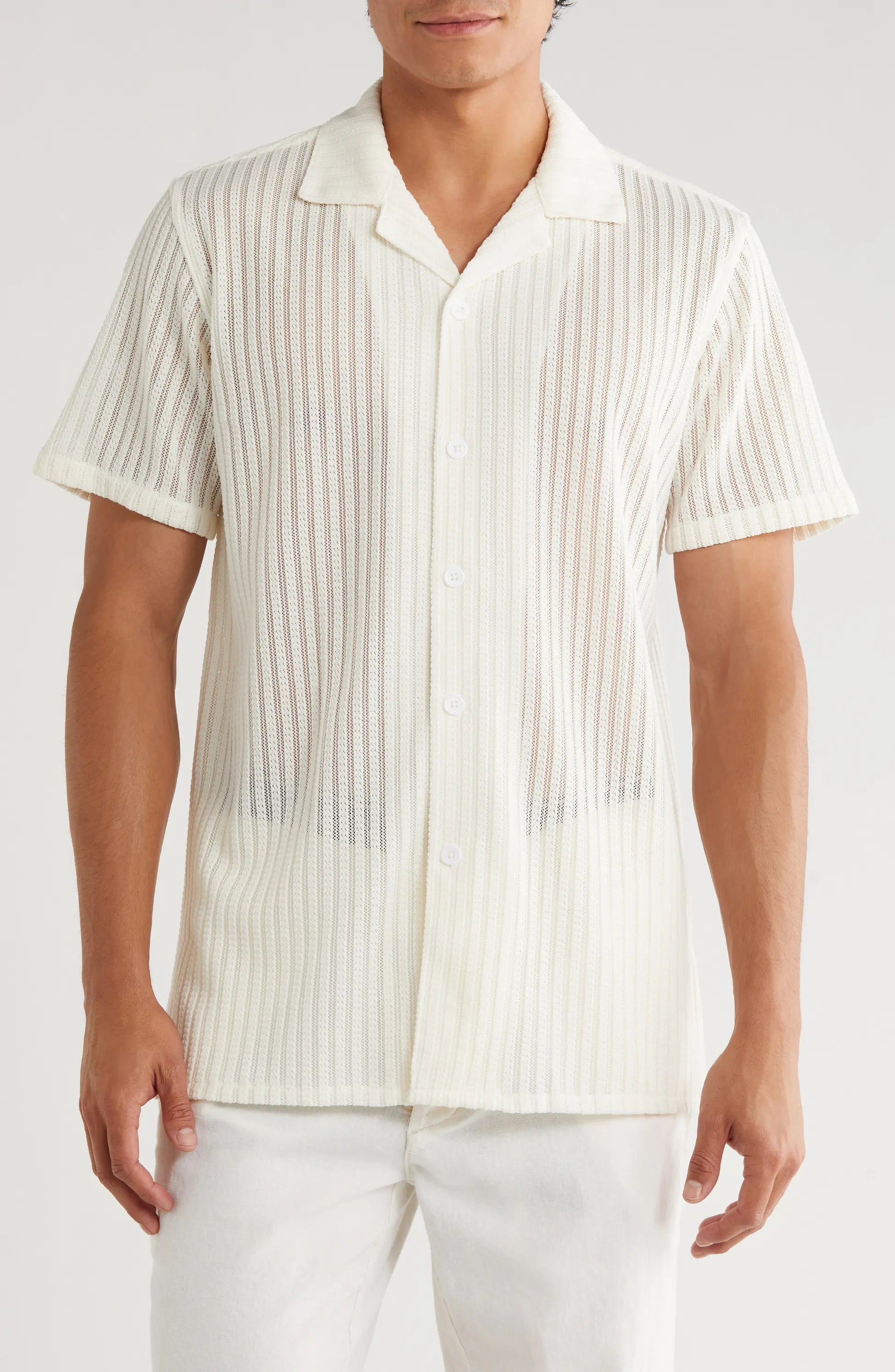 TRSH-216 Textured Stripe Button-Up Shirt