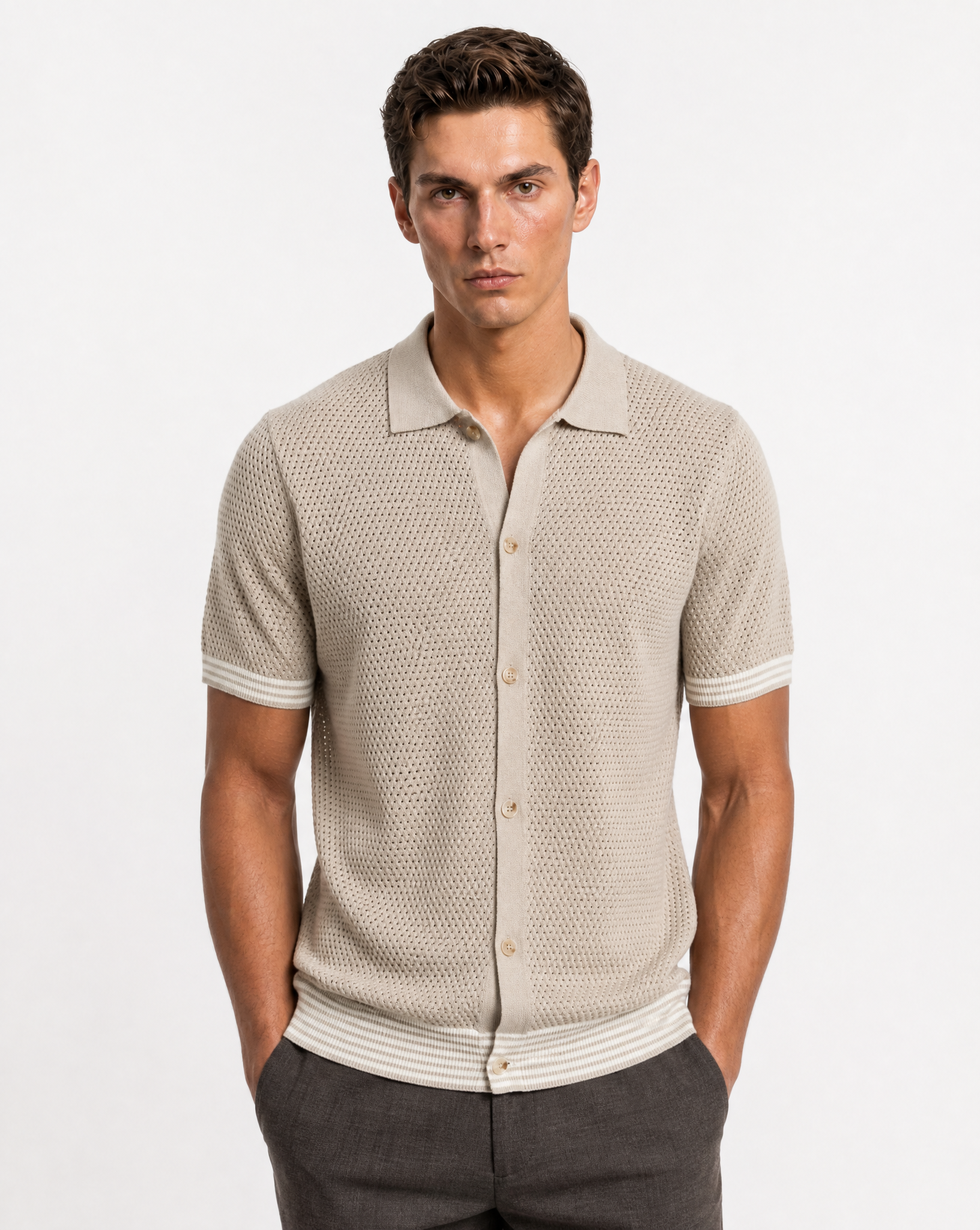 TKST-1001-Textured Sweater Polo