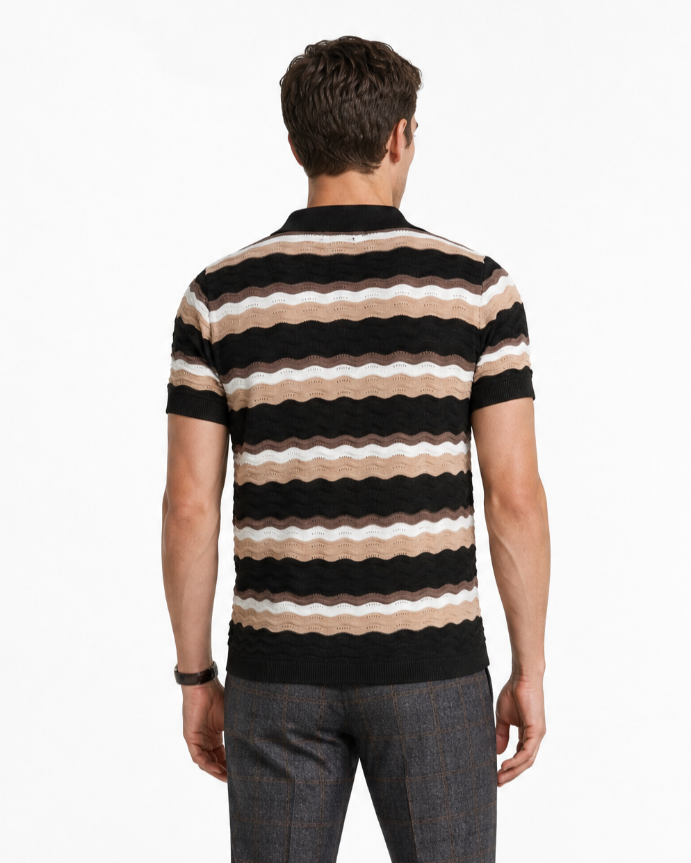 TKST-1002-Textured Stripe Sweater Polo