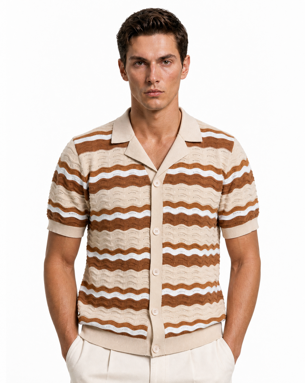 TKST-1002-Textured Stripe Sweater Polo
