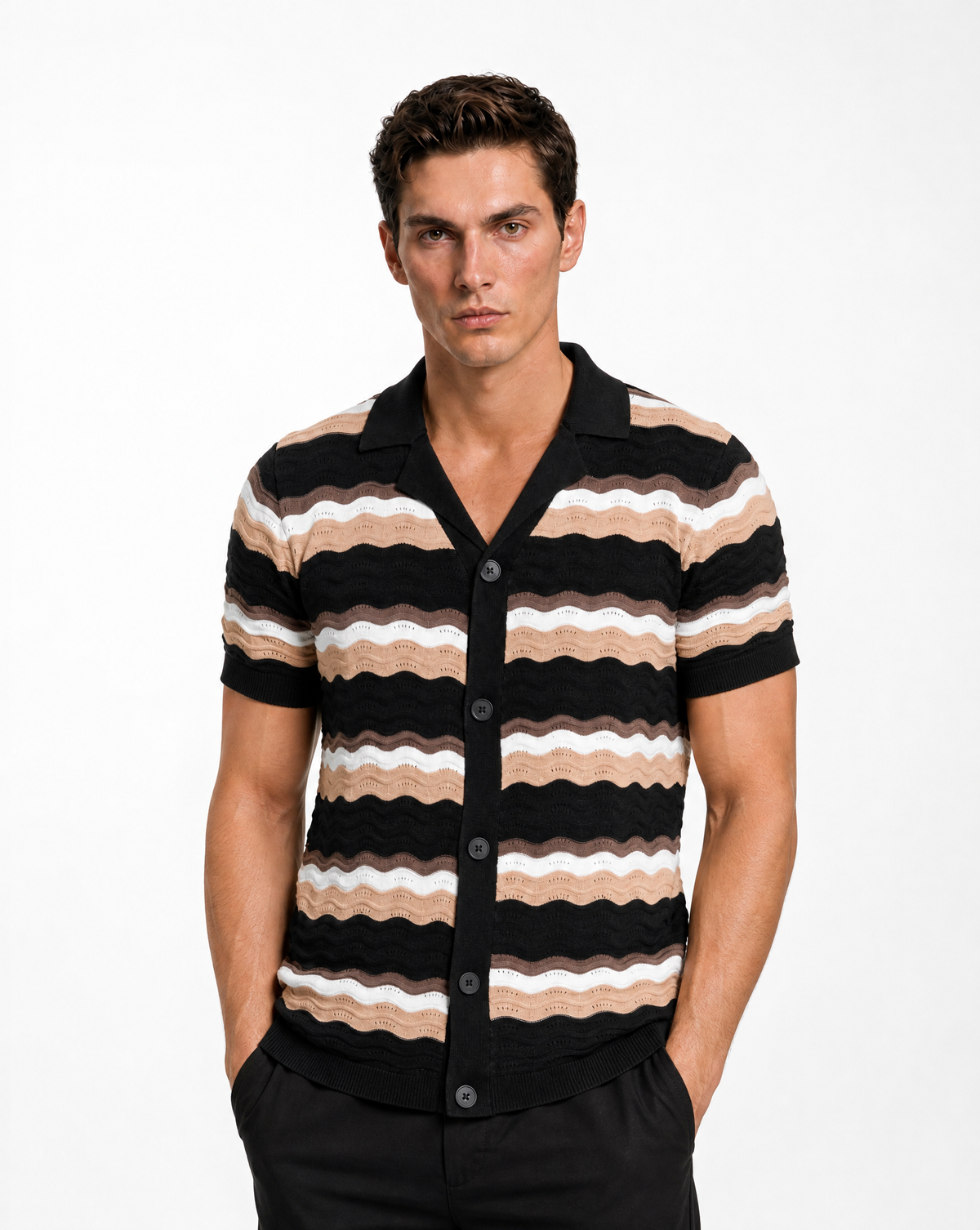TKST-1002-Textured Stripe Sweater Polo