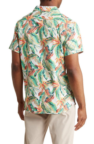 Tropical Print Short Sleeve Button-Up Shirt T-1014