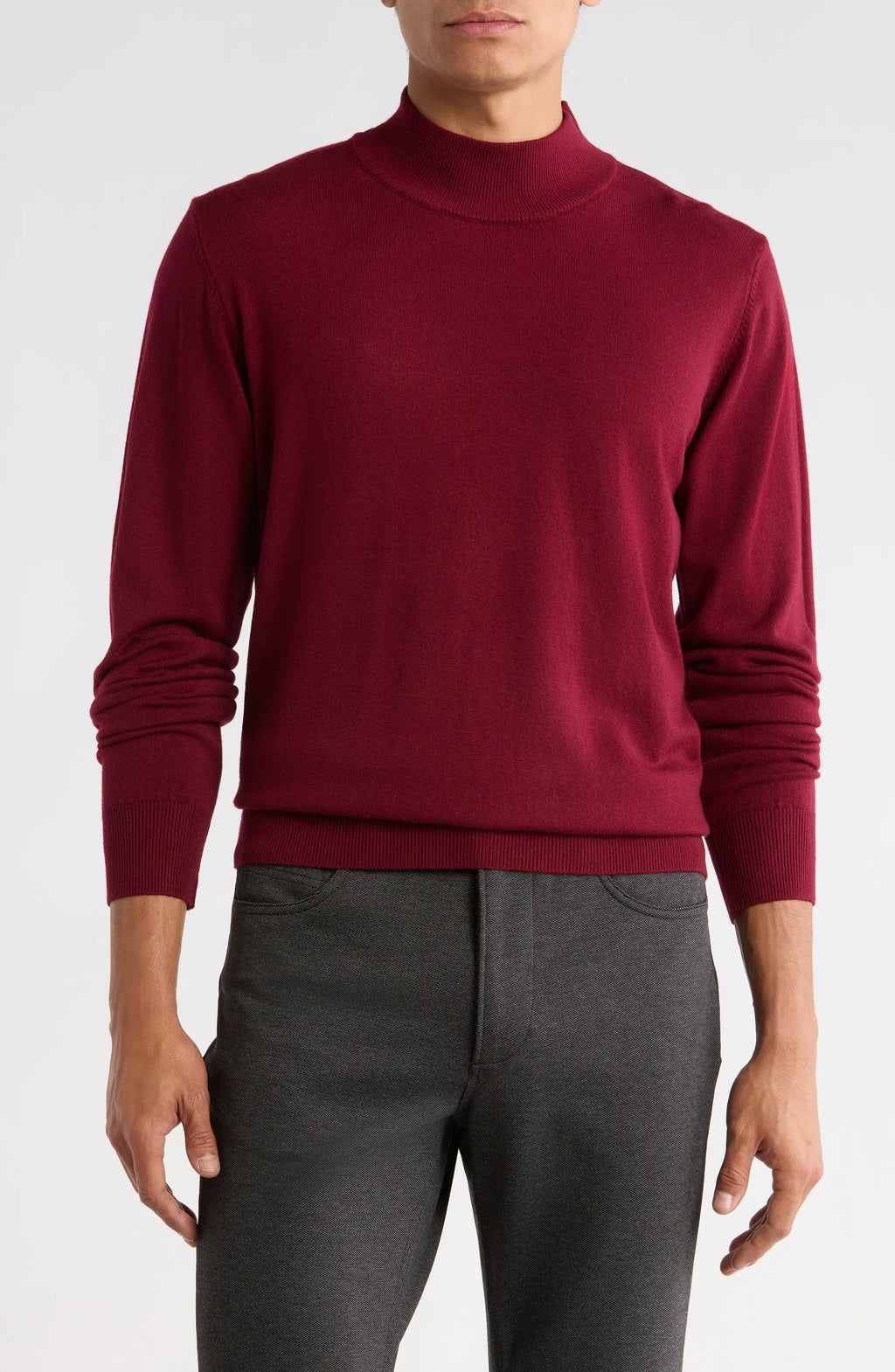 TRCK-11554-SLIM FIT MOCK NECK SWEATER