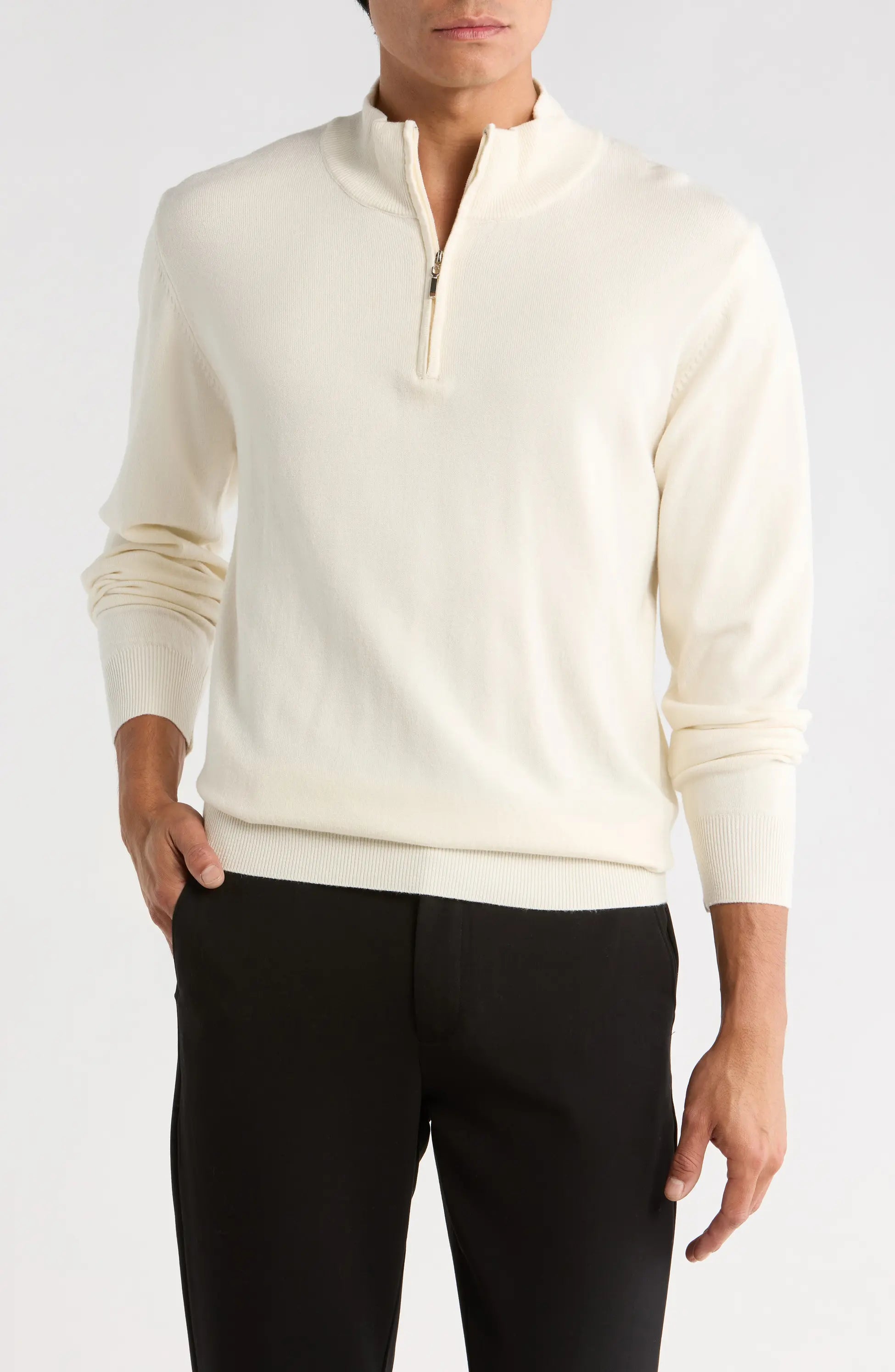 TRCK-11556-SLIM FIT QUARTE ZIP SWEATER