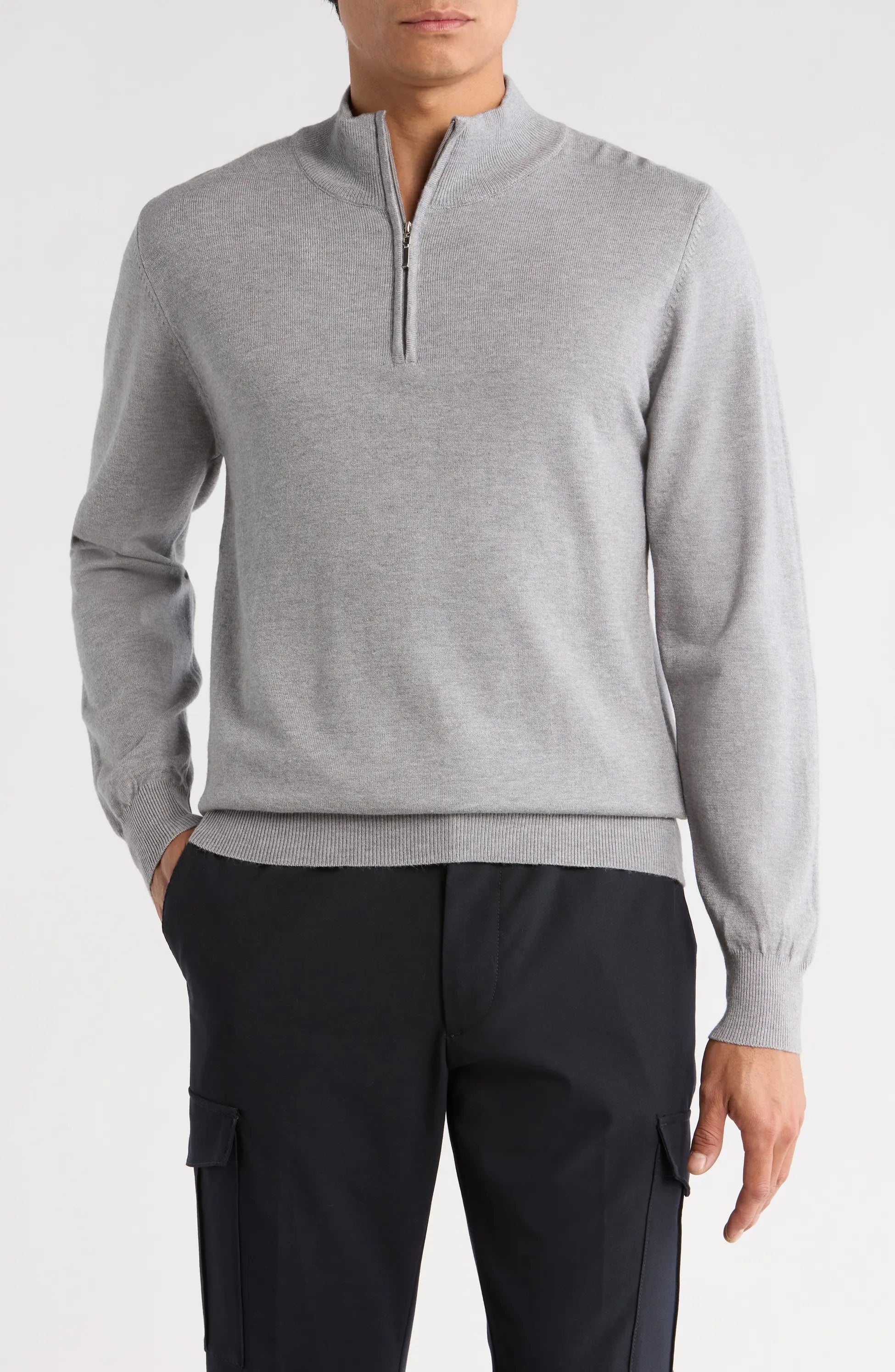 TRCK-11556-SLIM FIT QUARTE ZIP SWEATER