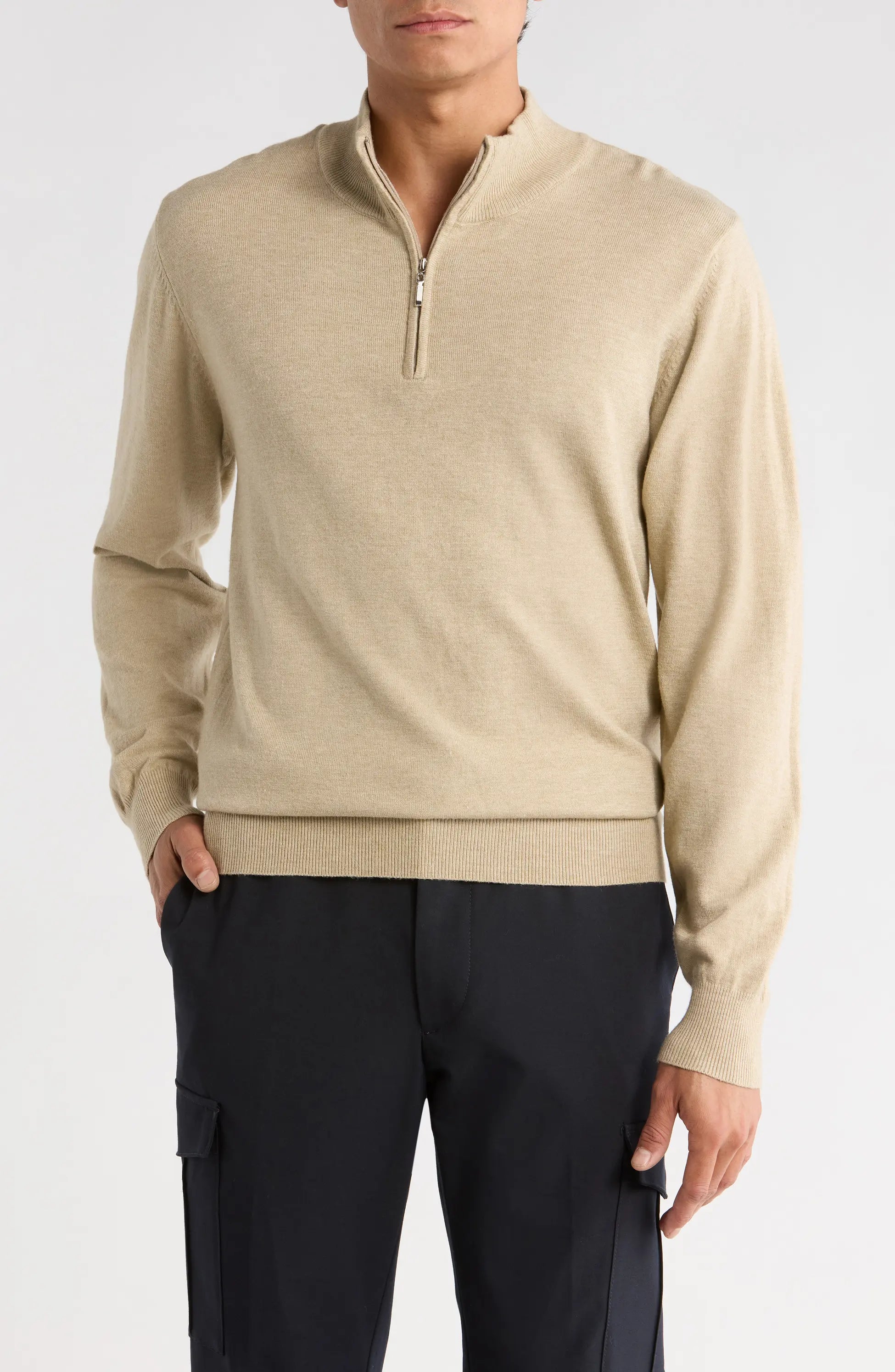 TRCK-11556-SLIM FIT QUARTE ZIP SWEATER