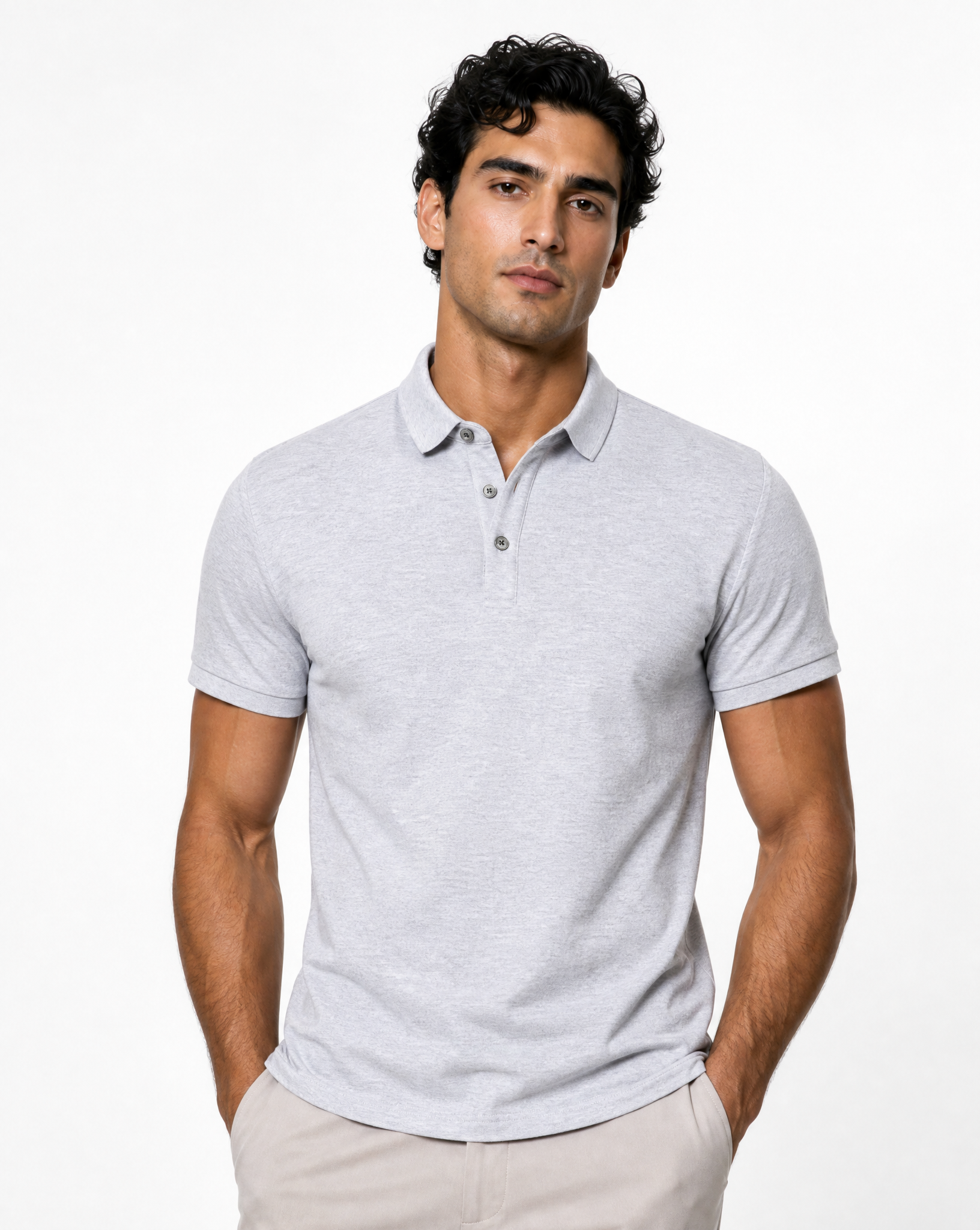 TRCV-148-Slim Fit Stretch Cotton Knit Polo