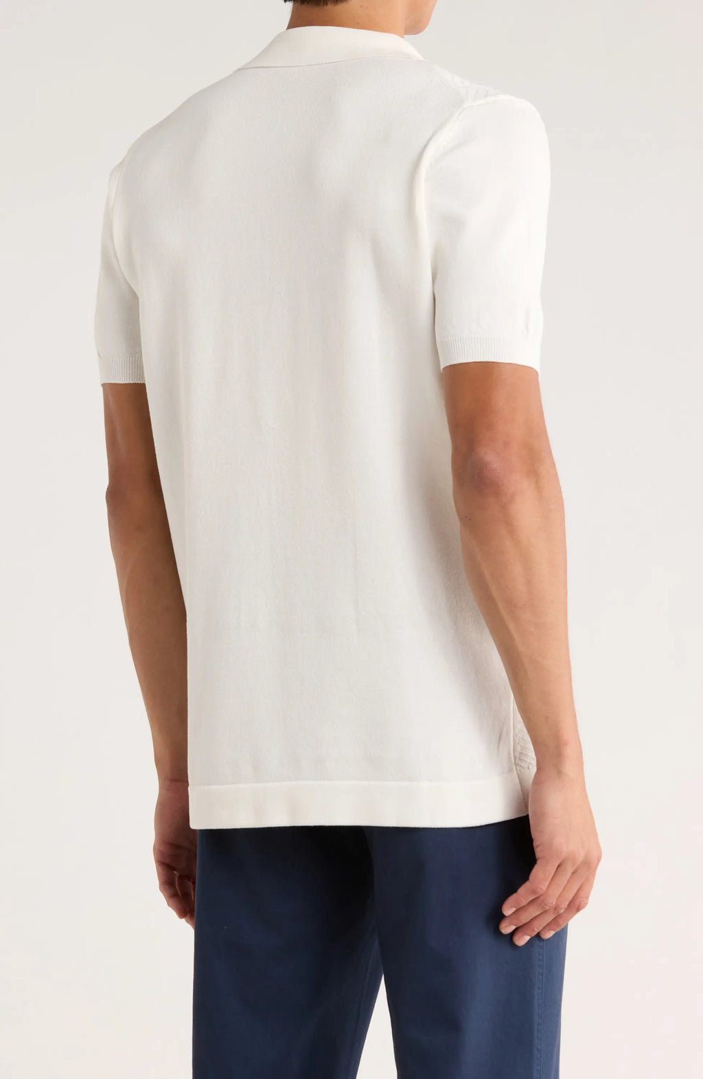 TRNS-542 Cable Knit Short Sleeve Half Zip Sweater