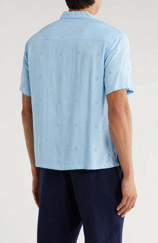 TRS-7001 Boxy Fit Floral Eyelet Embroidered Camp Shirt