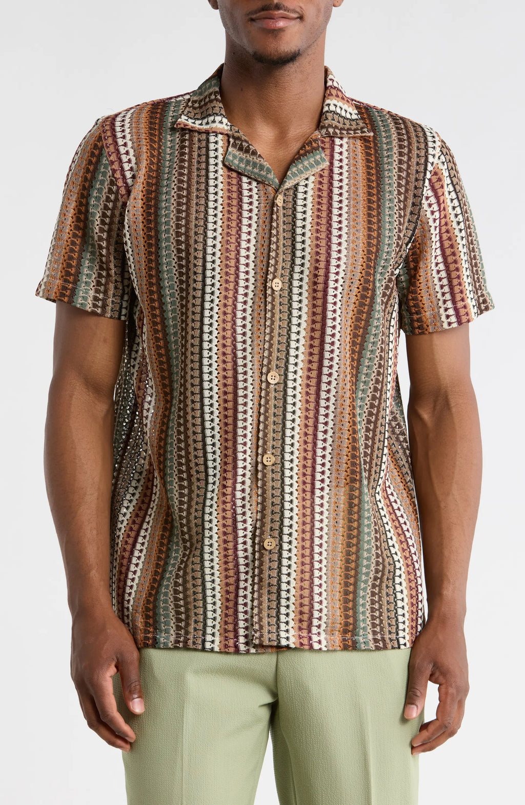 TRSH-3016-Modern Fit Textured Camp Shirt