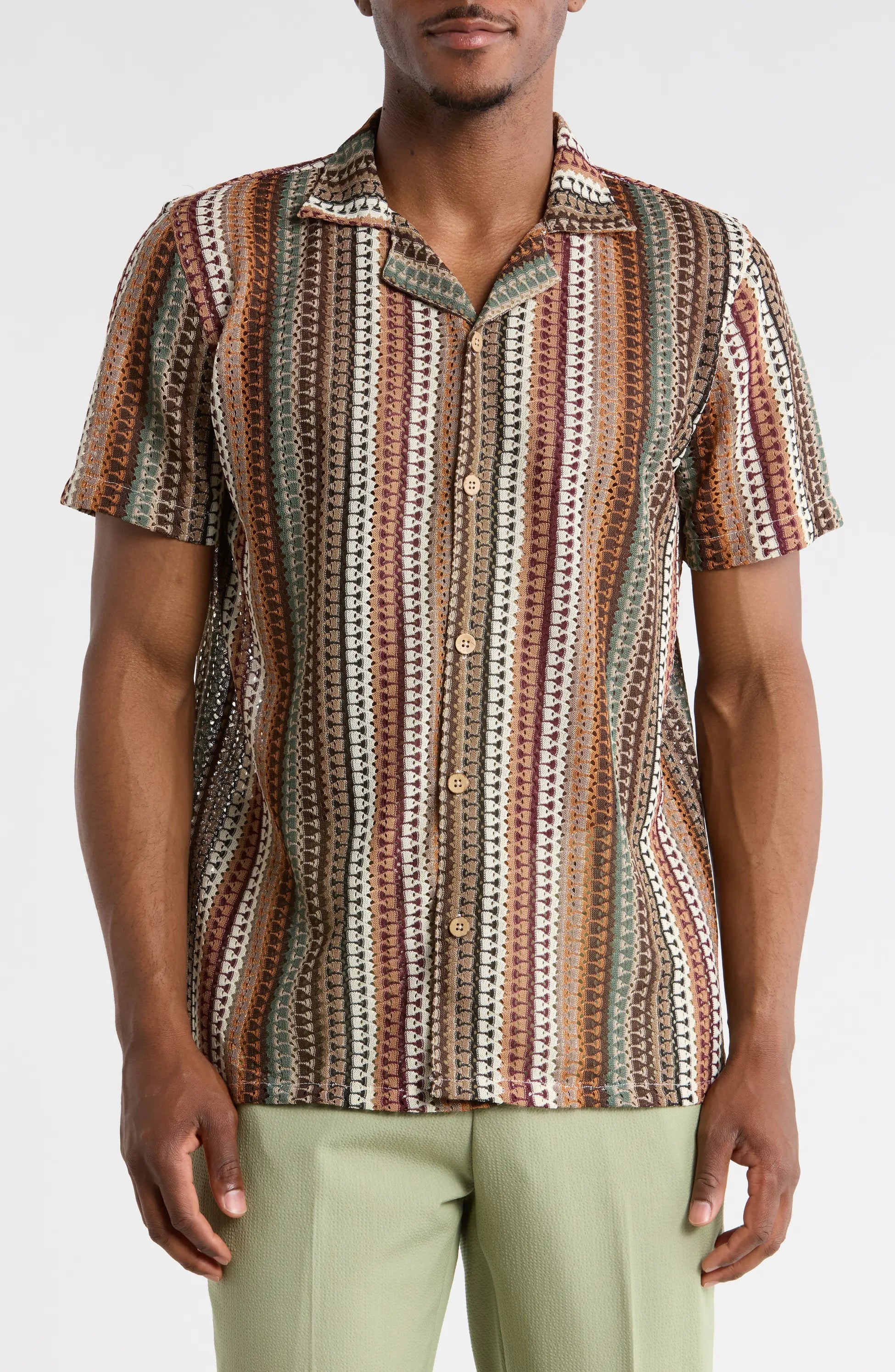 TRSH-3016-Modern Fit Textured Camp Shirt