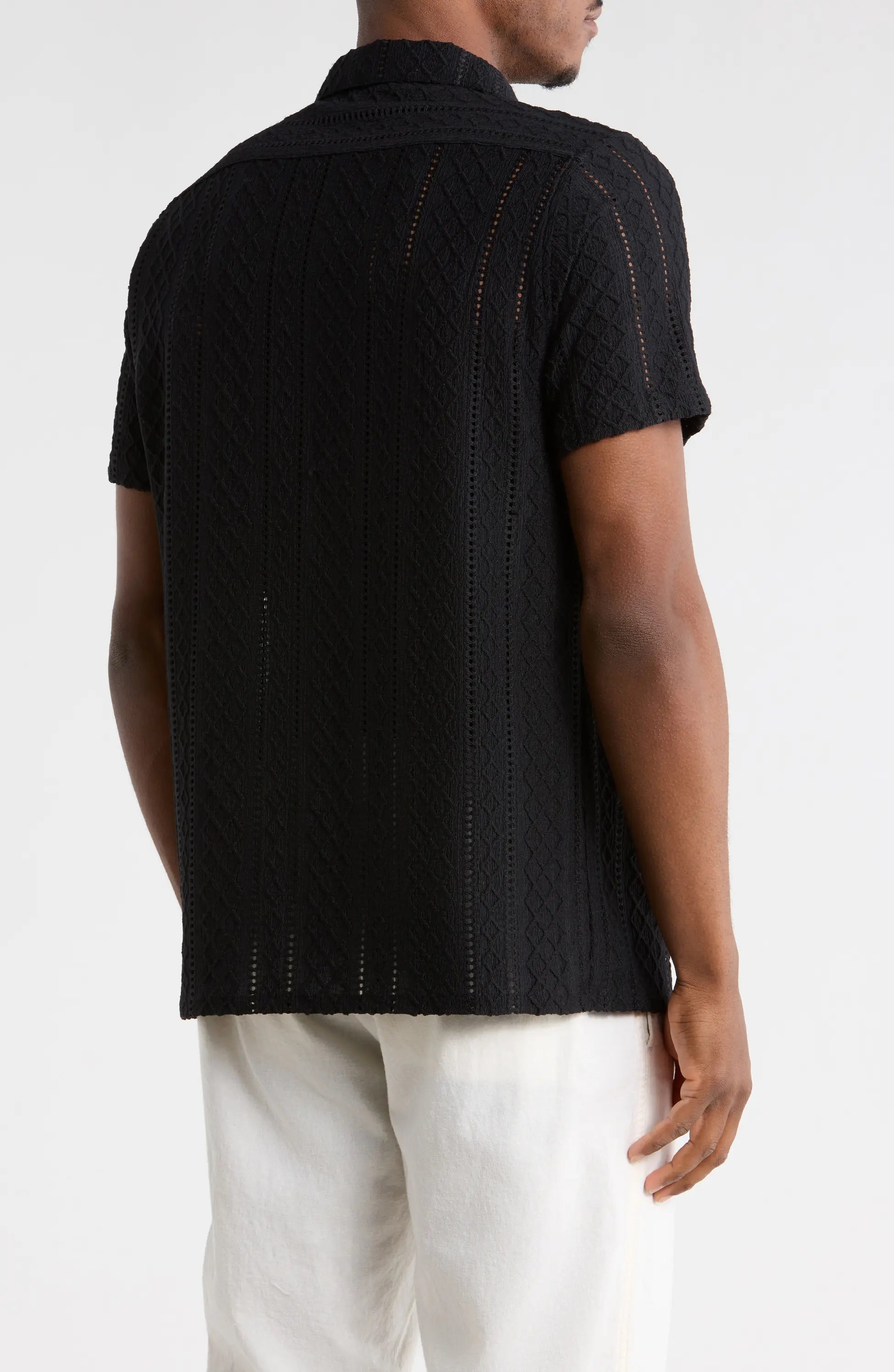 TRSH-3005-Modern Fit Textured Camp Shirt
