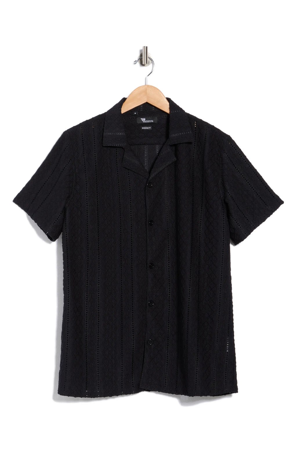 TRSH-3005-Modern Fit Textured Camp Shirt