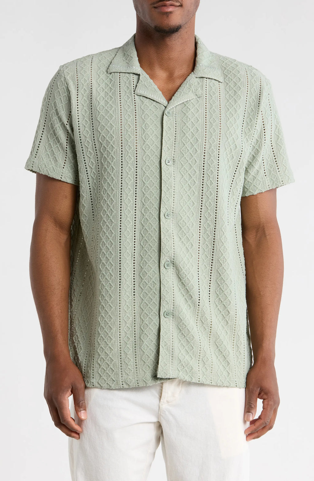 TRSH-3007-Modern Fit Textured Camp Shirt