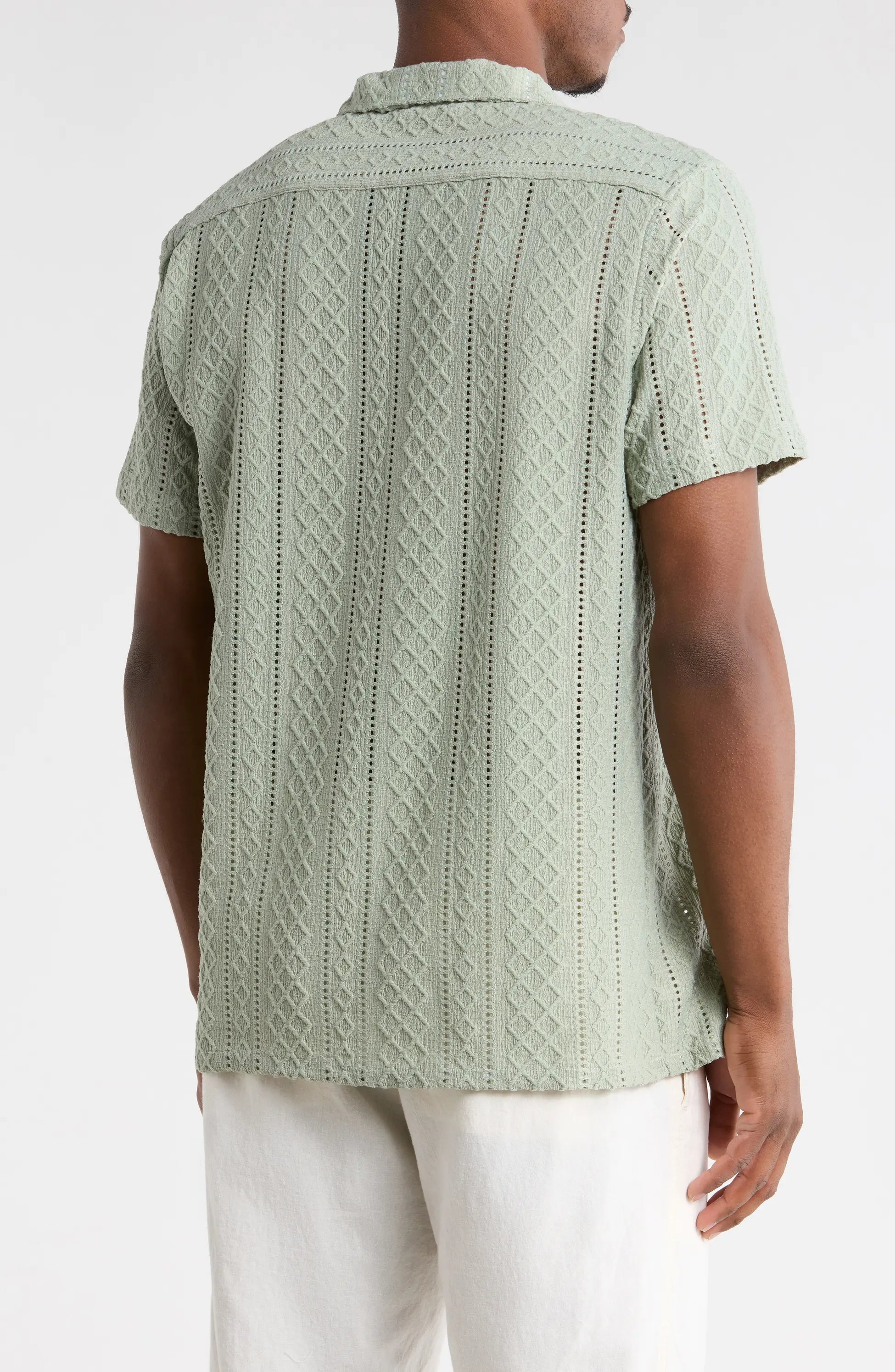 TRSH-3007-Modern Fit Textured Camp Shirt