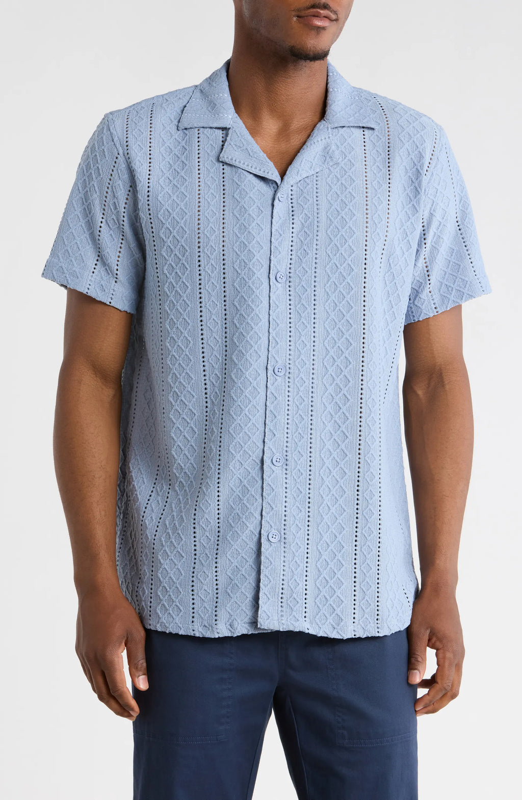 TRSH-3008-Modern Fit Textured Camp Shirt