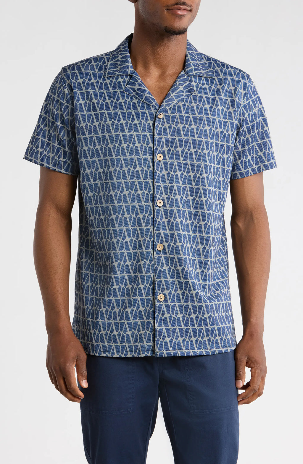 TRSH-3009-Modern Fit Textured Camp Shirt