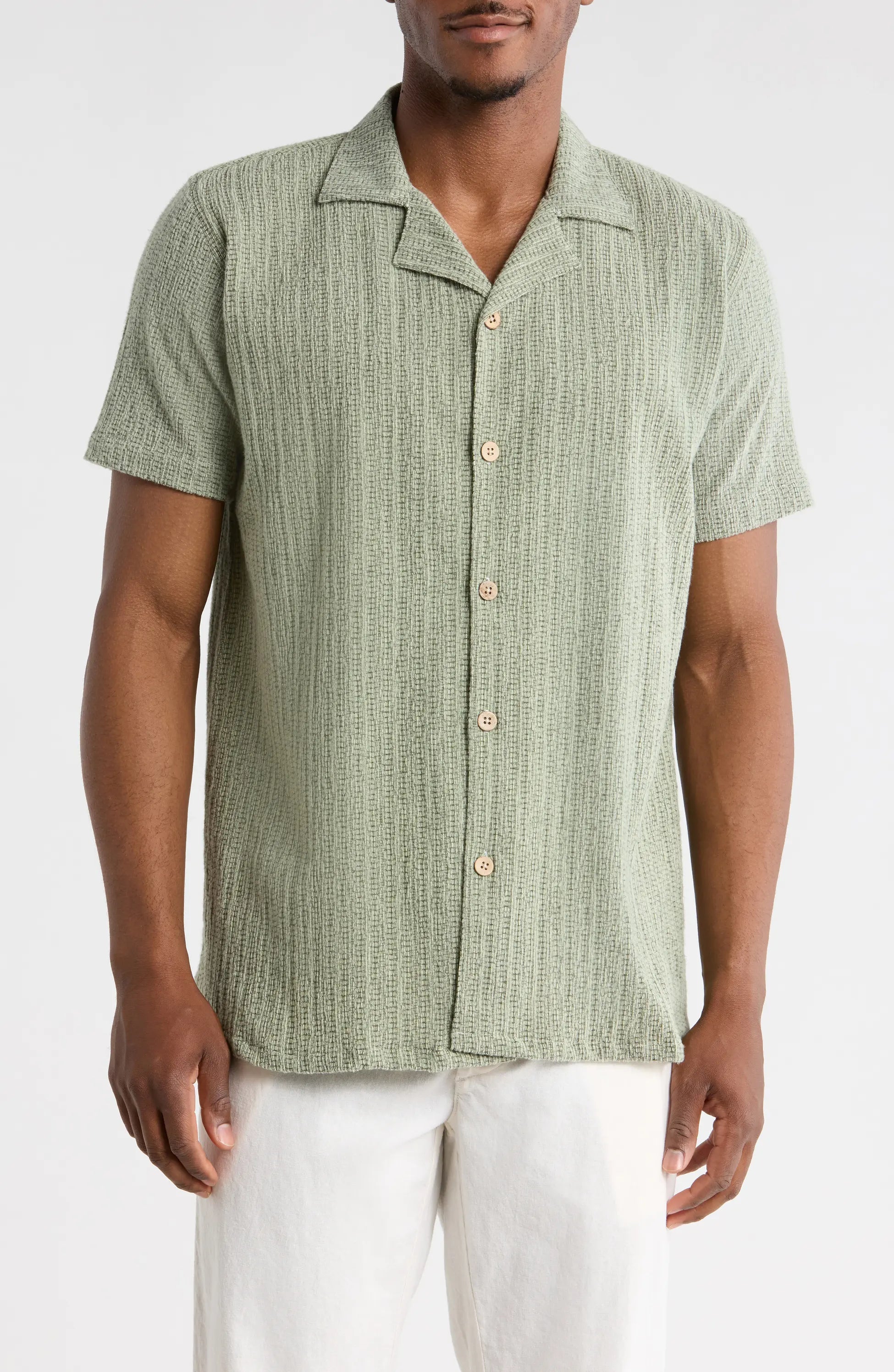 TRSH-3011-Modern Fit Textured Camp Shirt