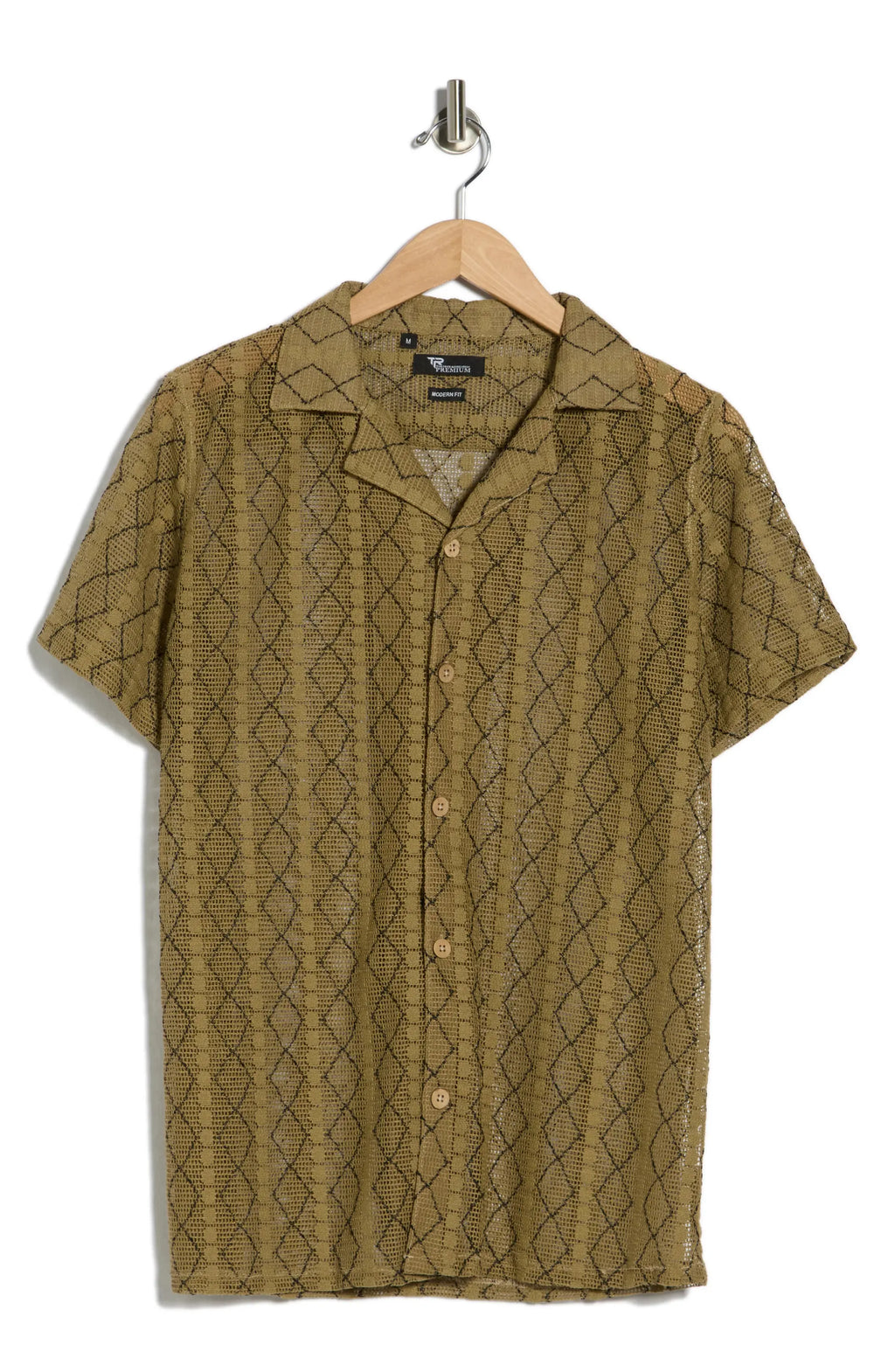 TRSH-3015-Modern Fit Textured Camp Shirt