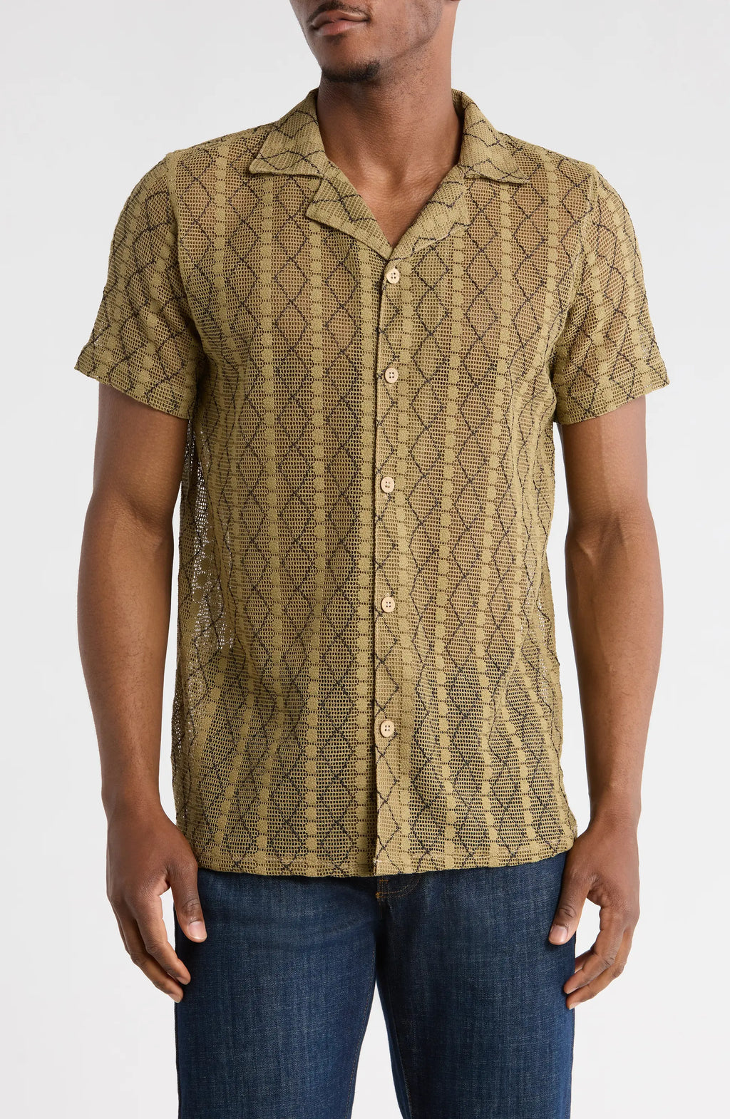 TRSH-3015-Modern Fit Textured Camp Shirt