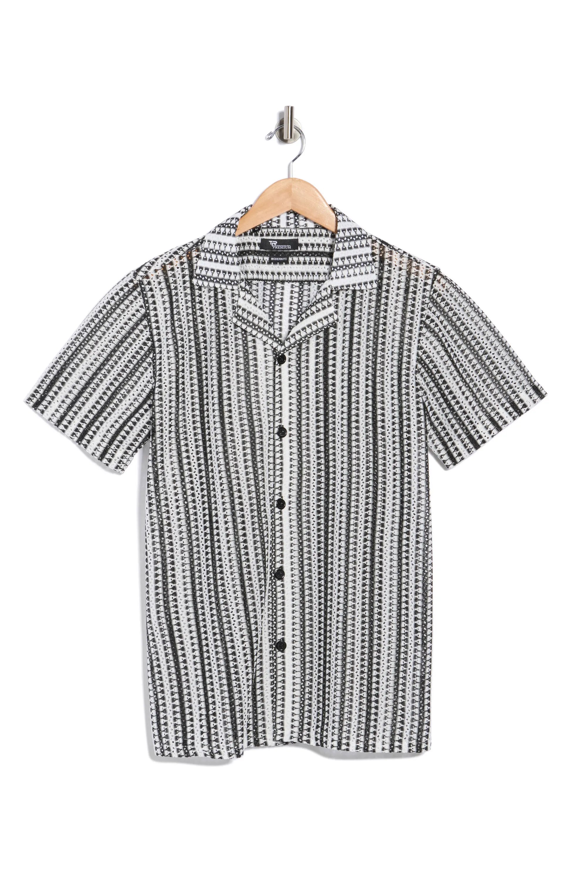 TRSH-3017-Modern Fit Textured Camp Shirt
