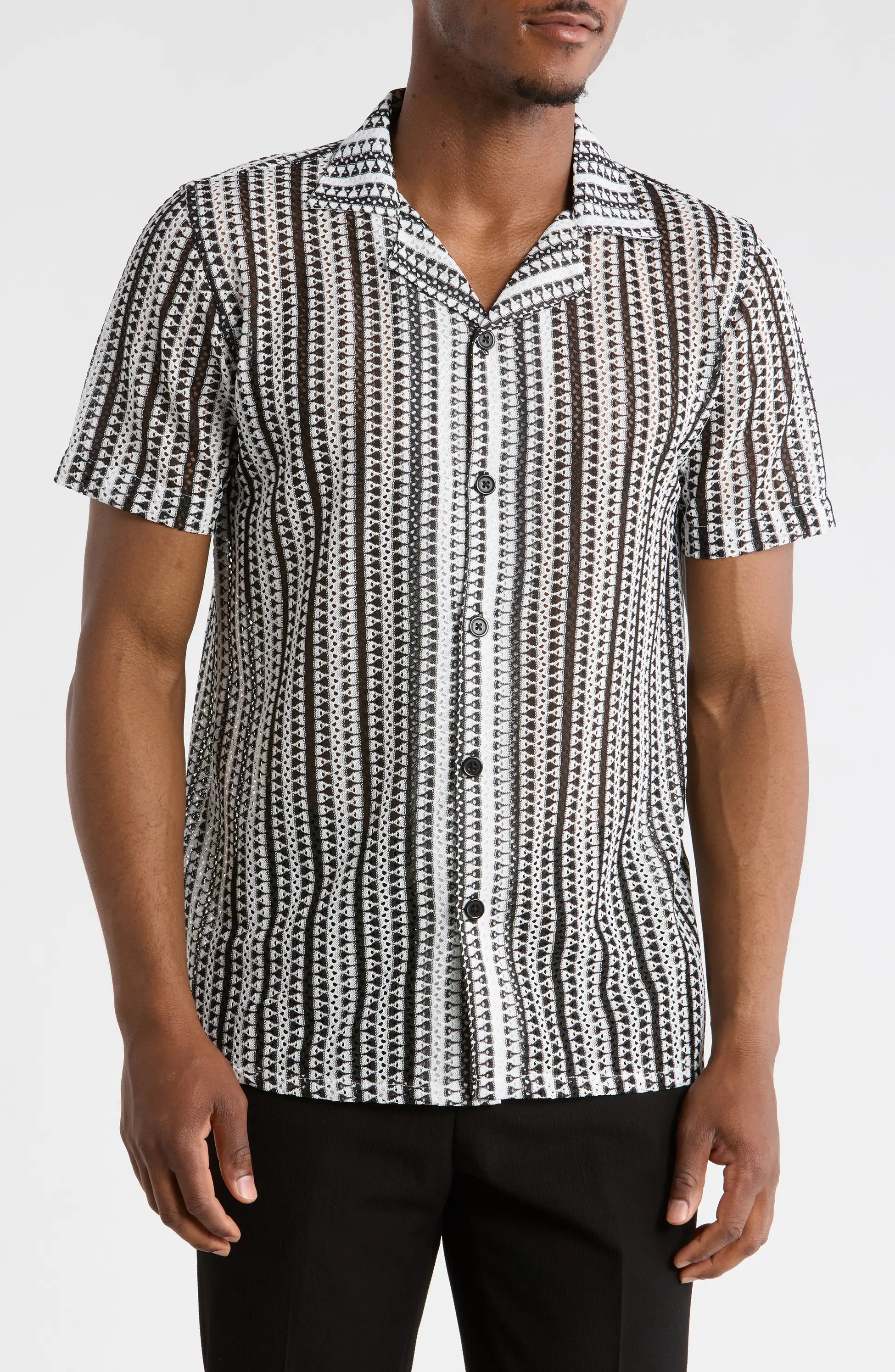 TRSH-3017-Modern Fit Textured Camp Shirt
