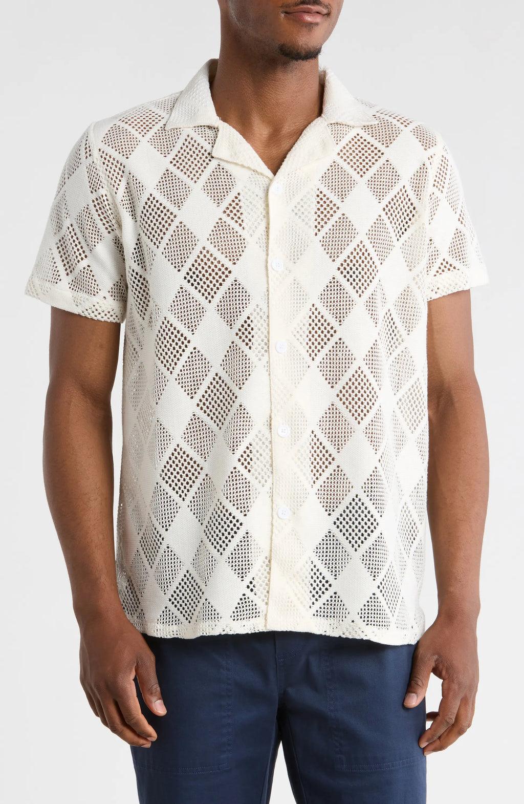 TRSH-3018-Modern Fit Textured Camp Shirt