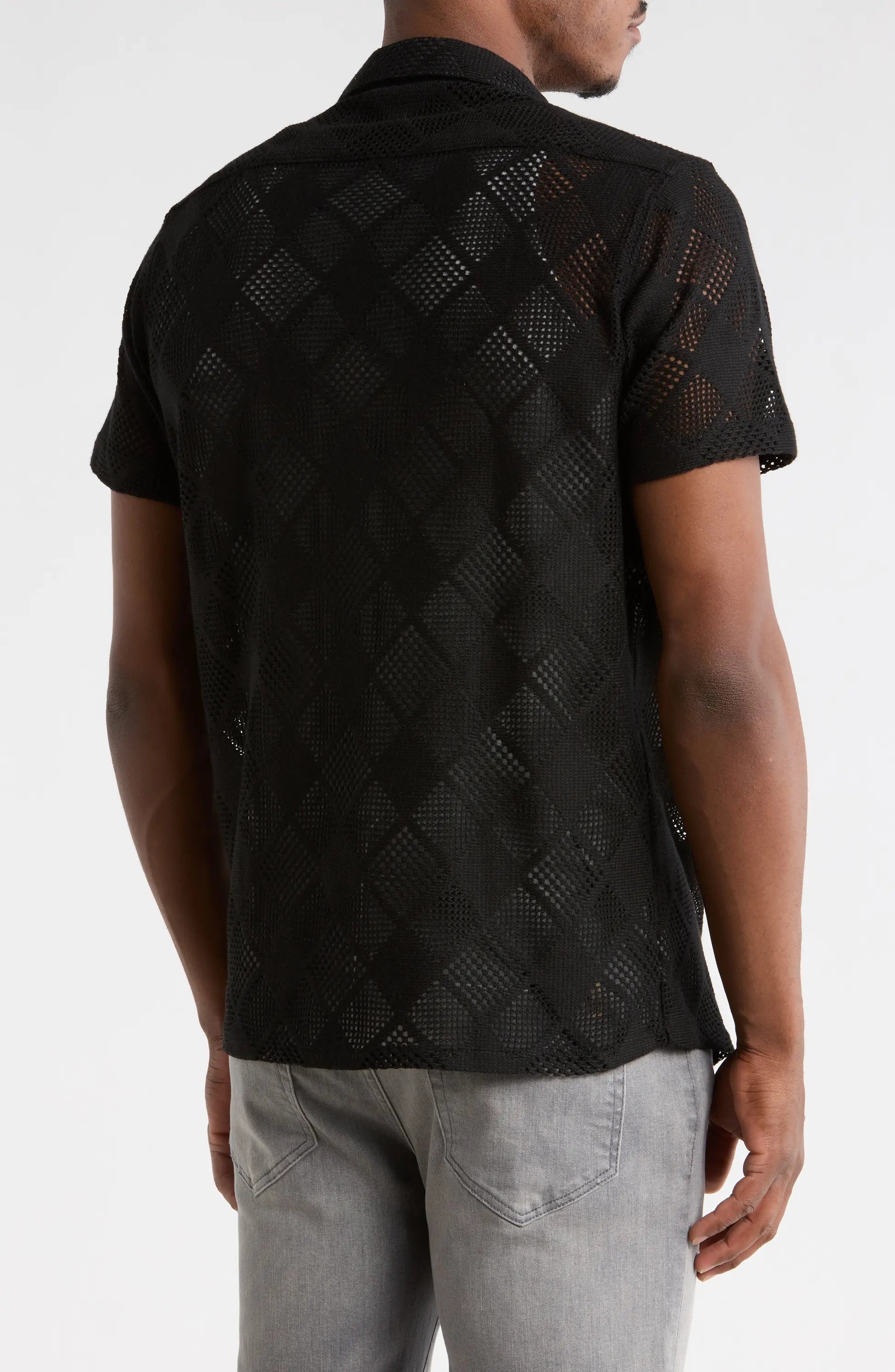 TRSH-3019-Modern Fit Textured Camp Shirt
