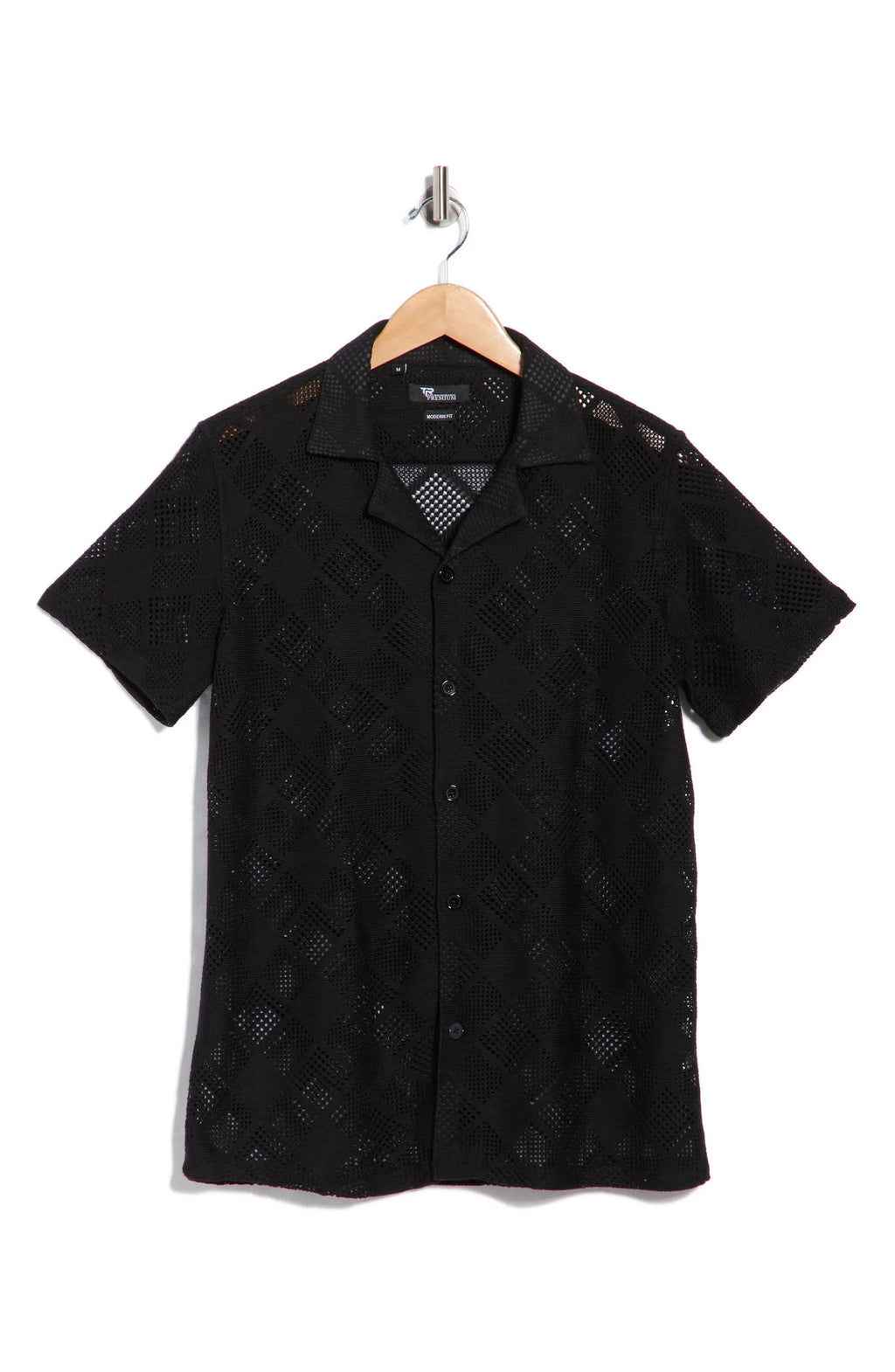 TRSH-3019-Modern Fit Textured Camp Shirt