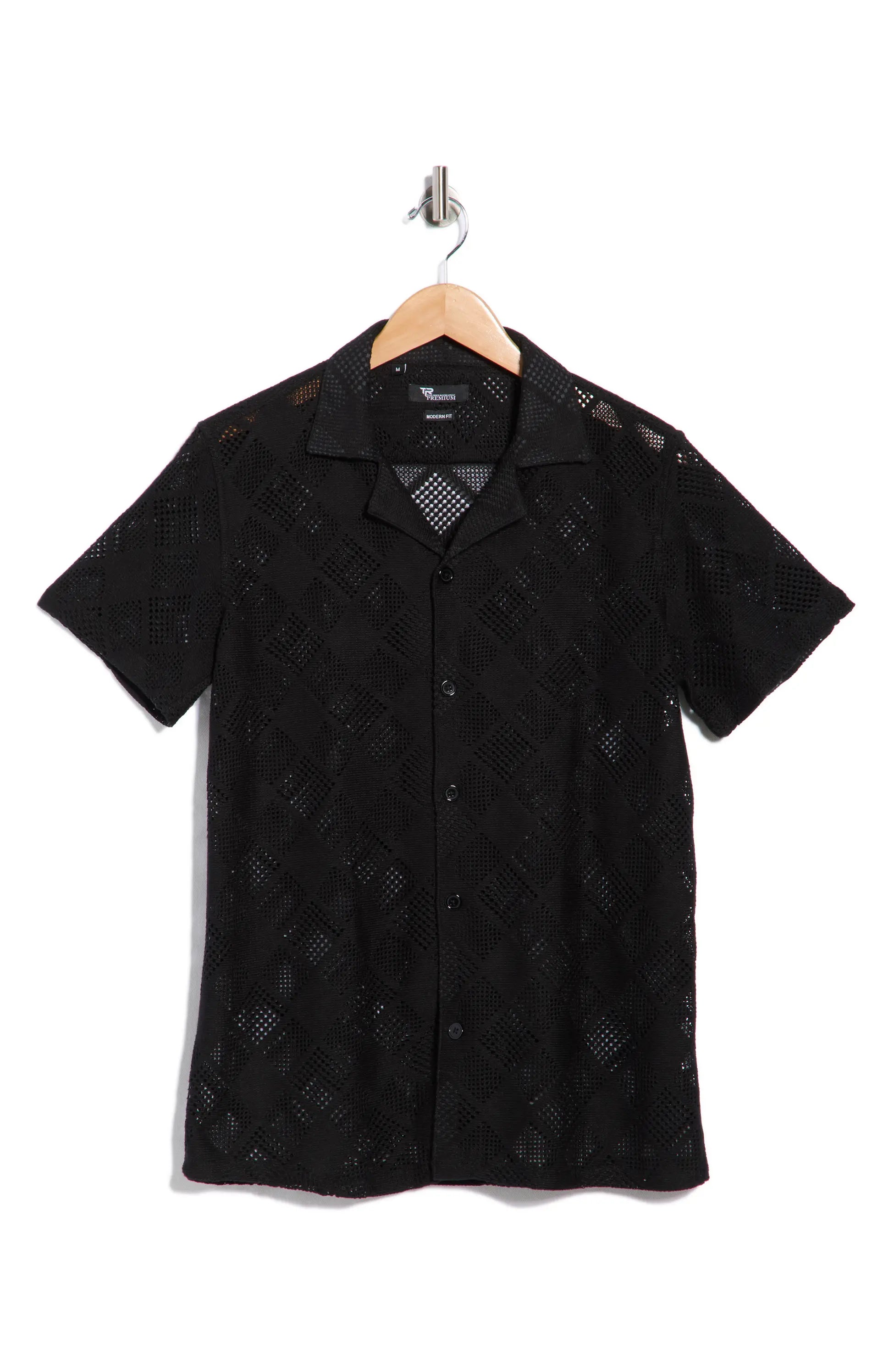 TRSH-3019-Modern Fit Textured Camp Shirt