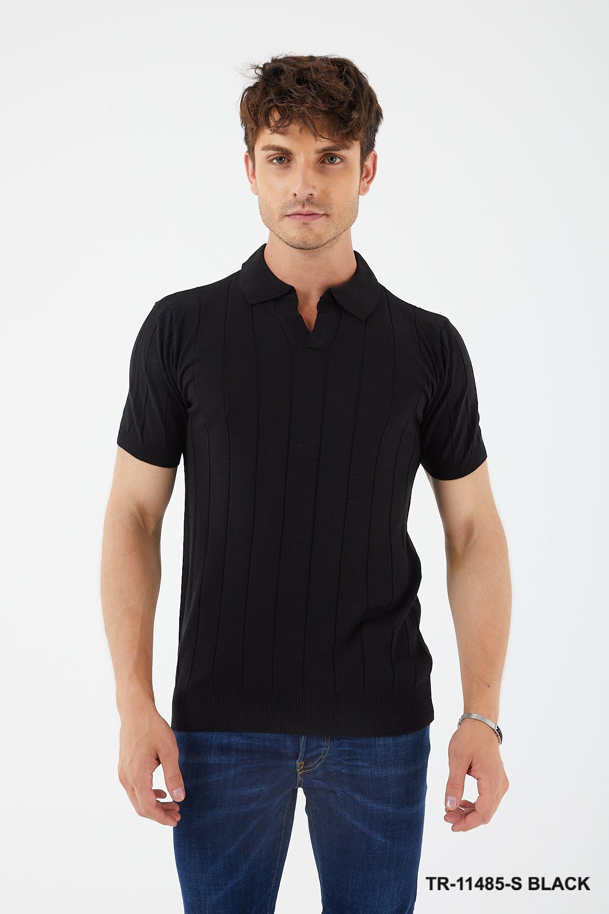 Textured Knit Short sleeve Slim Fit Polo Sweater TR-11485-S