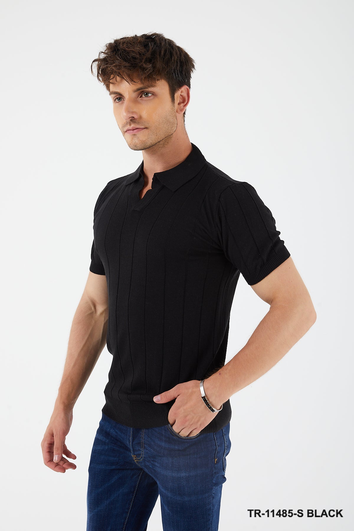 Textured Knit Short sleeve Slim Fit Polo Sweater TR-11485-S