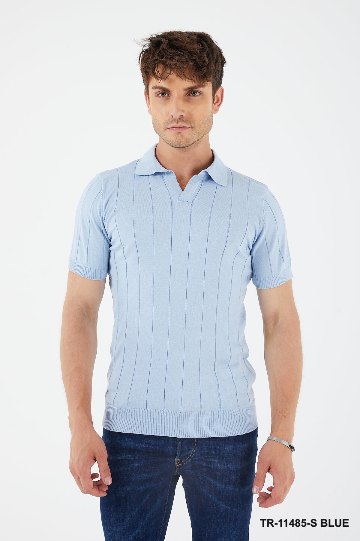 Textured Knit Short sleeve Slim Fit Polo Sweater TR-11485-S