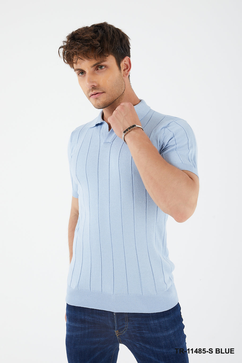 Textured Knit Short sleeve Slim Fit Polo Sweater TR-11485-S