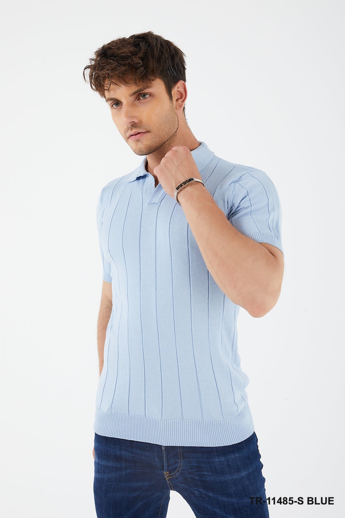 Textured Knit Short sleeve Slim Fit Polo Sweater TR-11485-S
