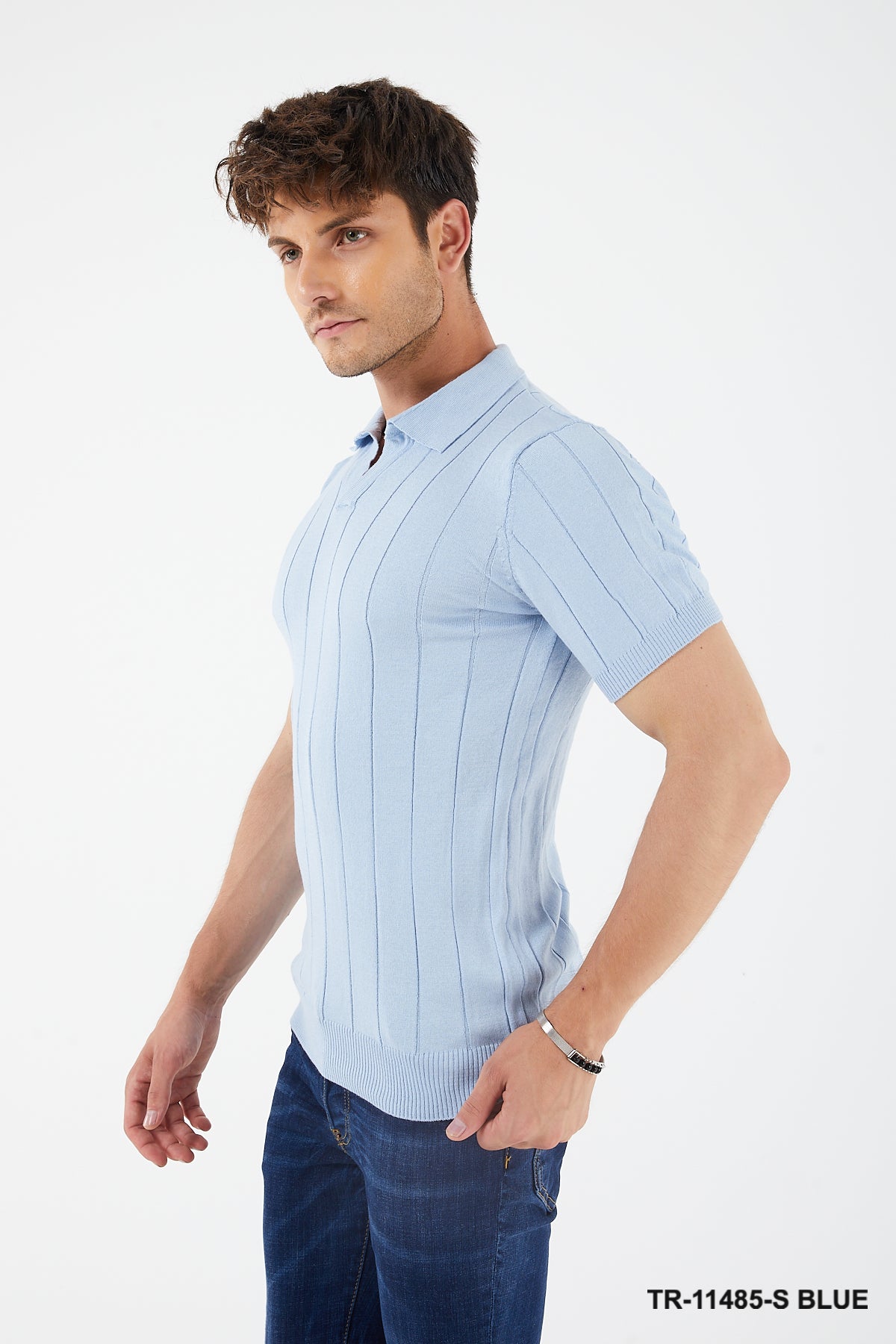 Textured Knit Short sleeve Slim Fit Polo Sweater TR-11485-S