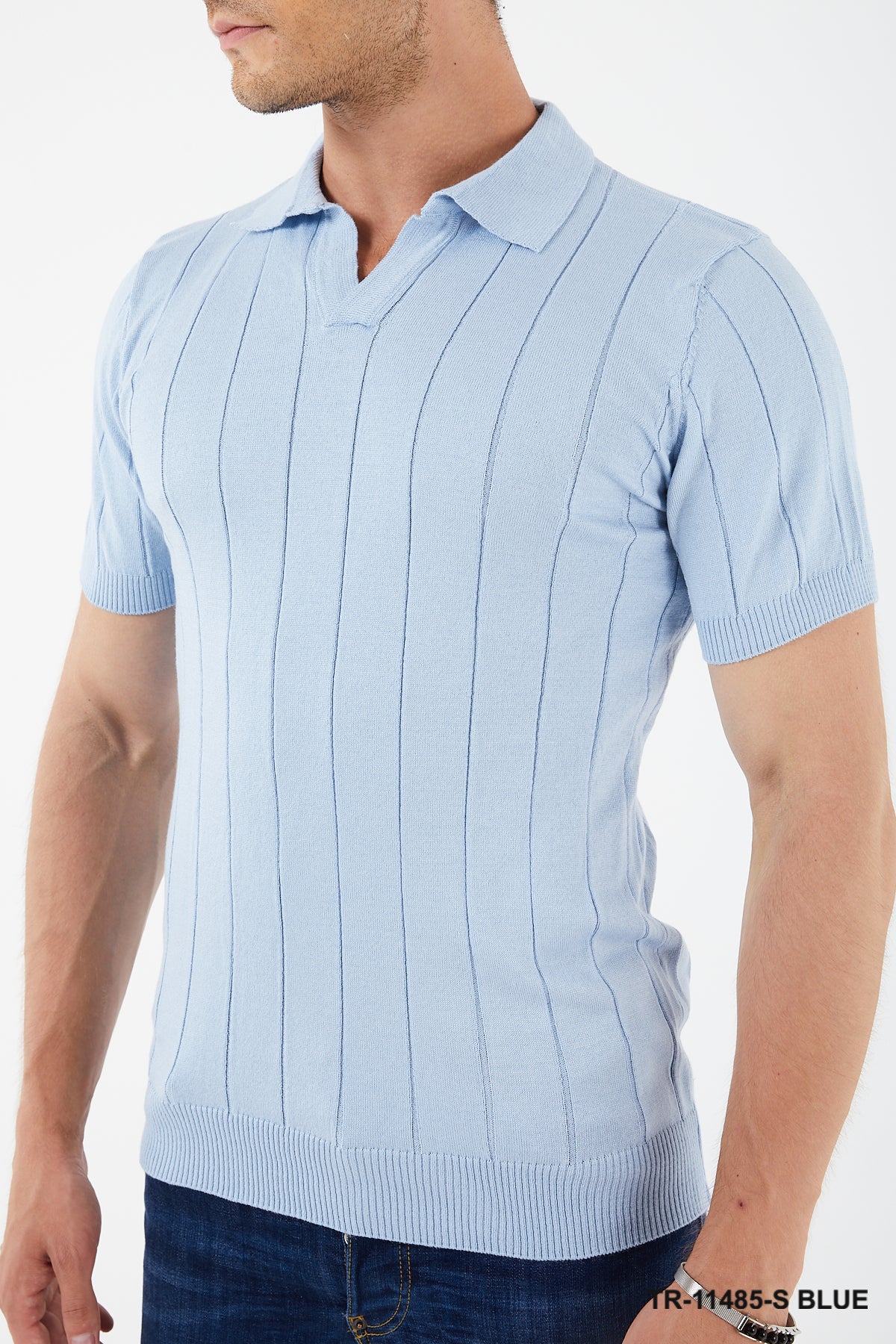 Textured Knit Short sleeve Slim Fit Polo Sweater TR-11485-S