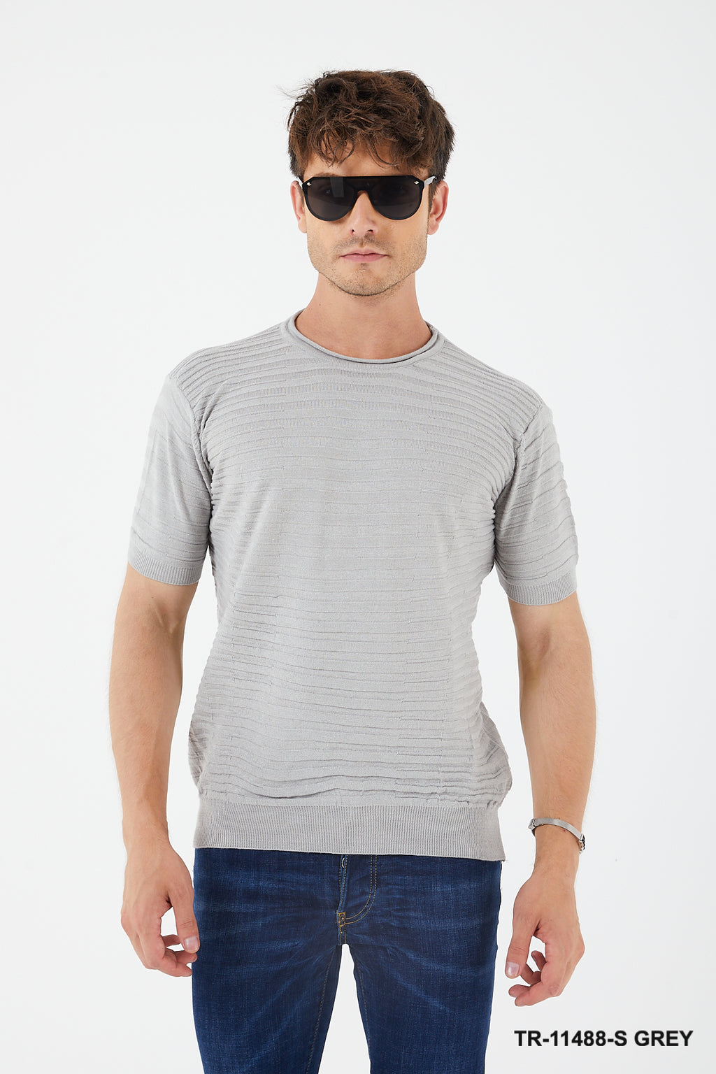 Textured Knit Crewneck T-Shirt TR-11488