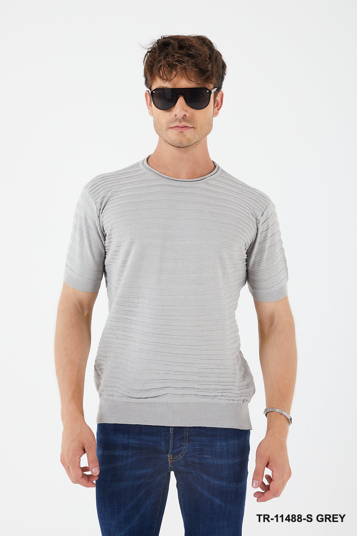 Textured Knit Crewneck T-Shirt TR-11488