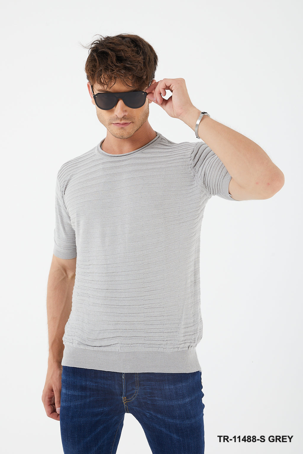 Textured Knit Crewneck T-Shirt TR-11488