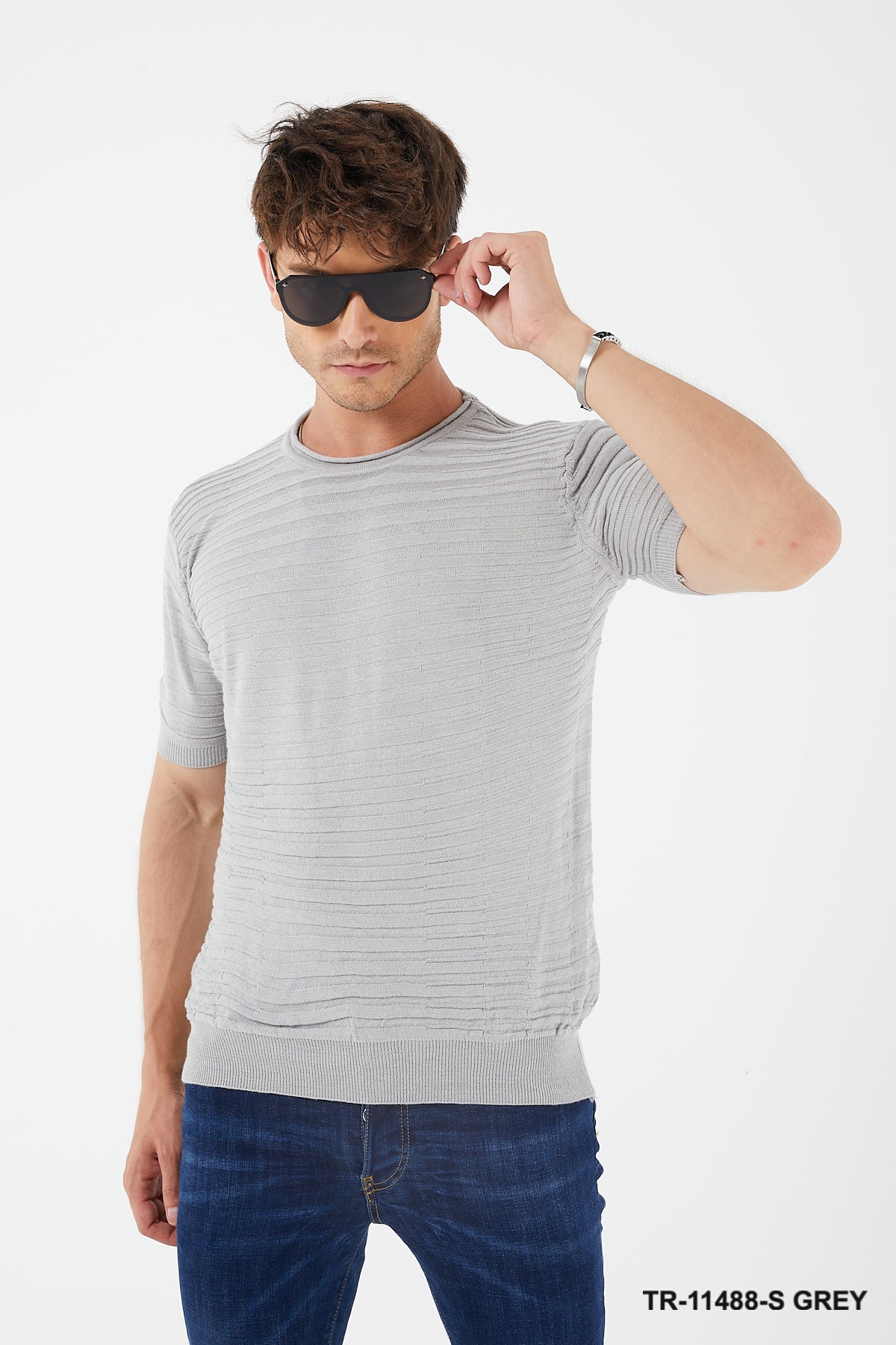 Textured Knit Crewneck T-Shirt TR-11488
